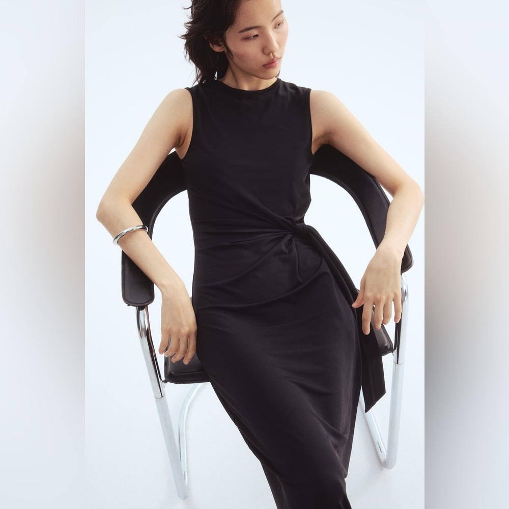 H&M PLUS KNOT-DETAIL DRESS in Black - Picture 3 of 12